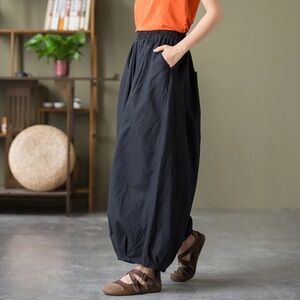 ✨BNWT - Wide Leg Linen Drawstring Pants - Black✨